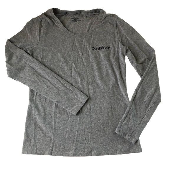 Calvin Klein Sleepwear Women's L/S Tee Logo Gray Size Small - Picture 2 of 11